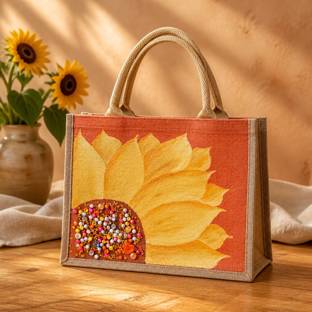 Collection image of a hand-painted tote bag with floral design, from Dana's Uncommon Glass