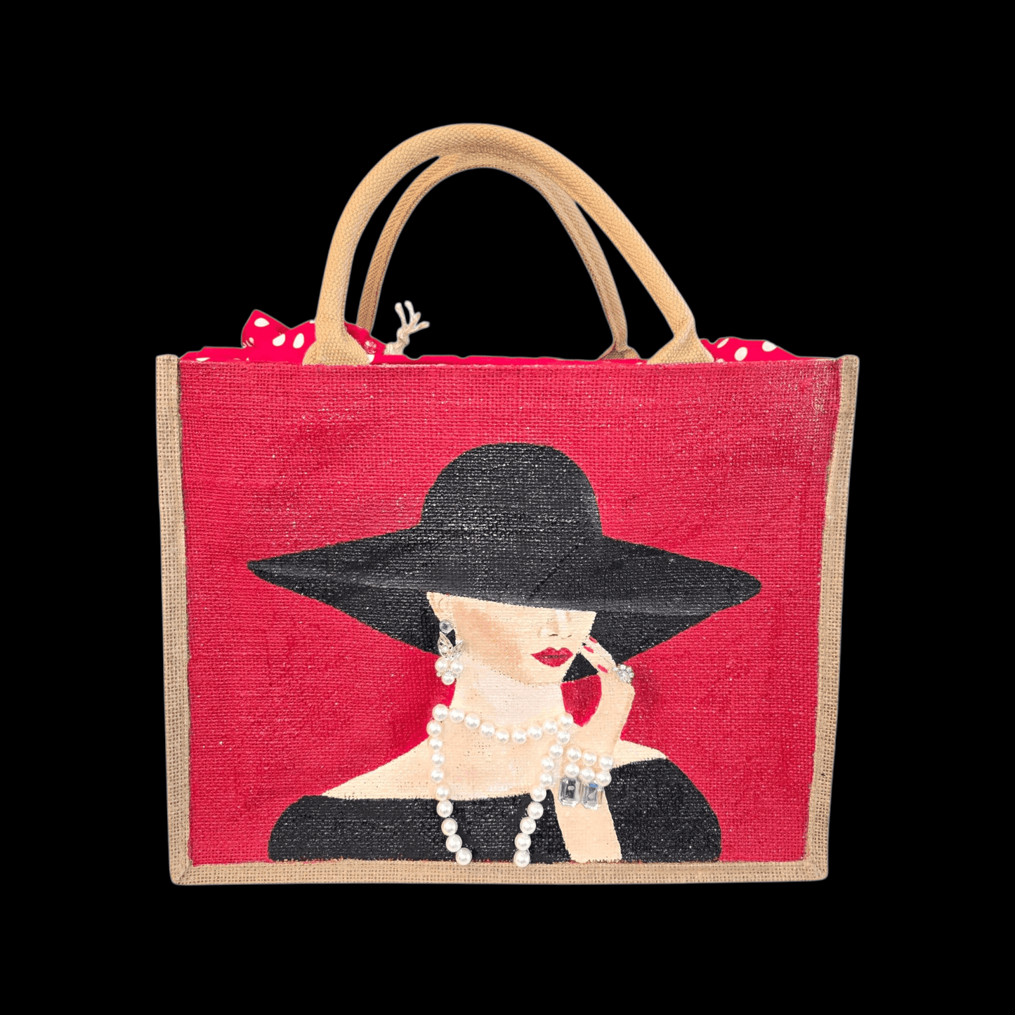 Elegant Lady in Black Tote Bag