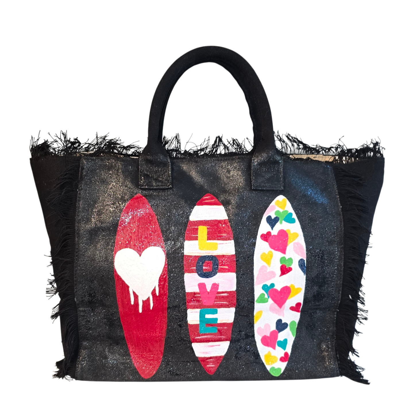Surfs Up LOVE Fringed Tote Bag