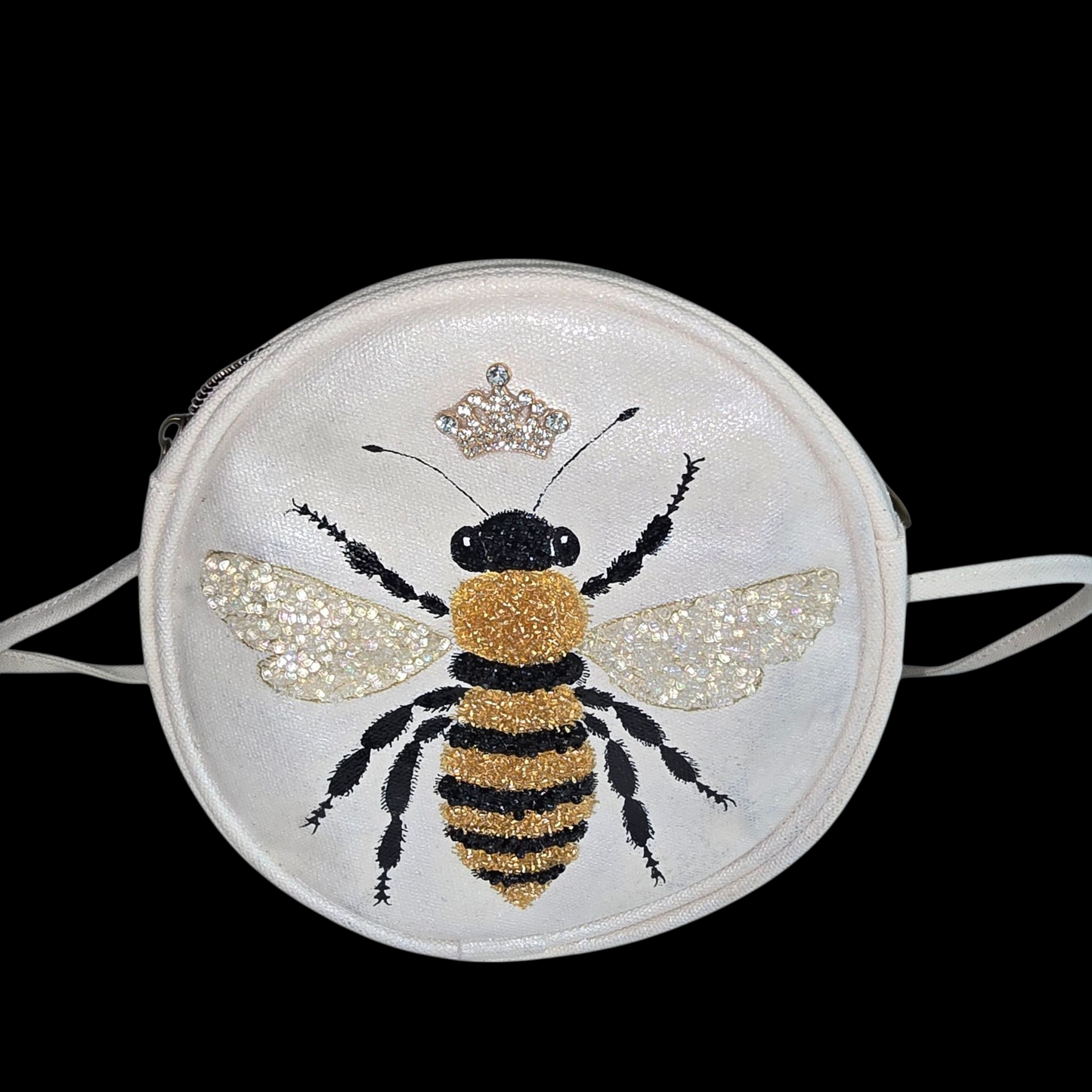 Queen Bee Hand Painted & Embellished Canvas Crossbody Purse