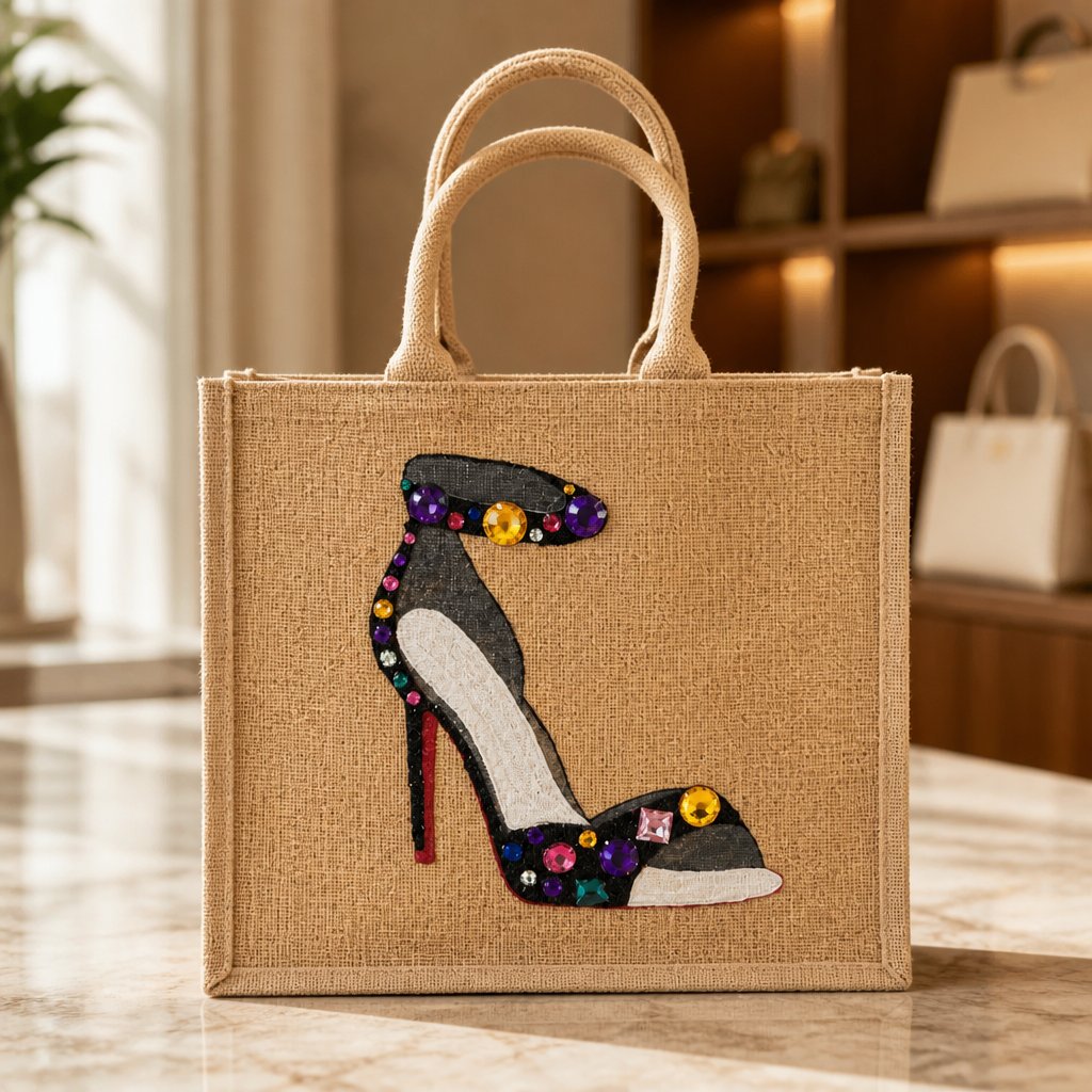 Hand-Painted Jewel Noir Stiletto Tote