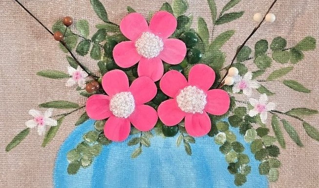 Hand-Painted Pumpkin Flower Pot Tote Bag