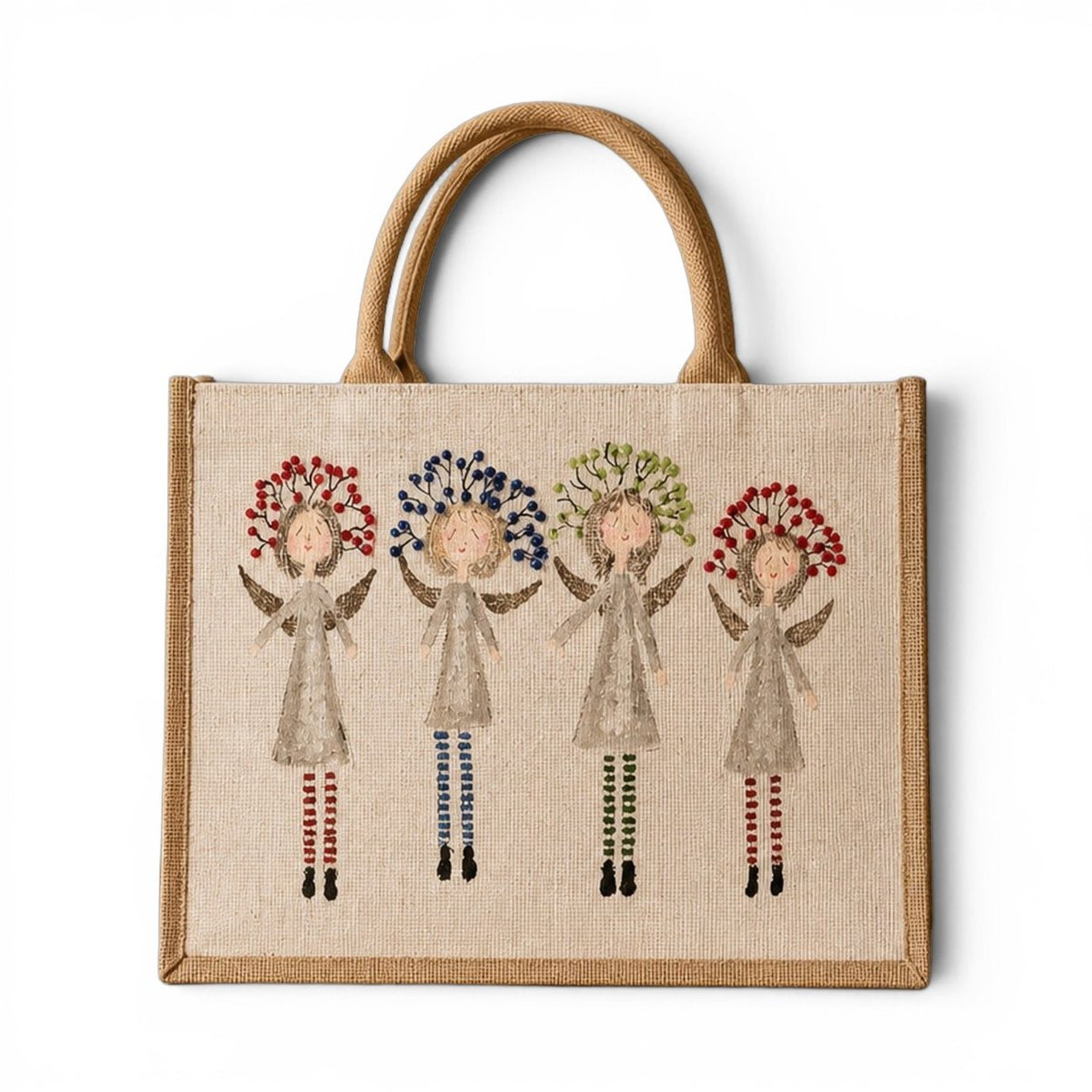 Hand-Painted Whimsical Angels Tote Bag