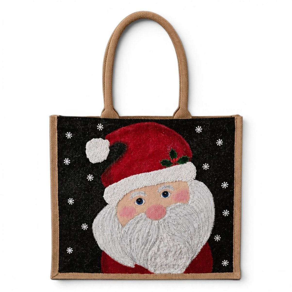 Hand-Painted Classic Santa Tote Bag
