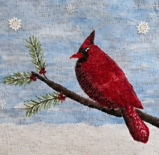 Hand-Painted Winter Cardinal Tote Bag