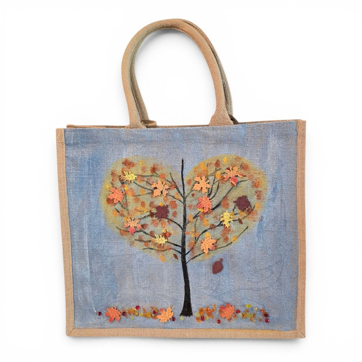 Hand-Painted Falling Leaves Tote Bag