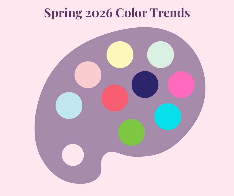 Palette of spring 2026 color trends