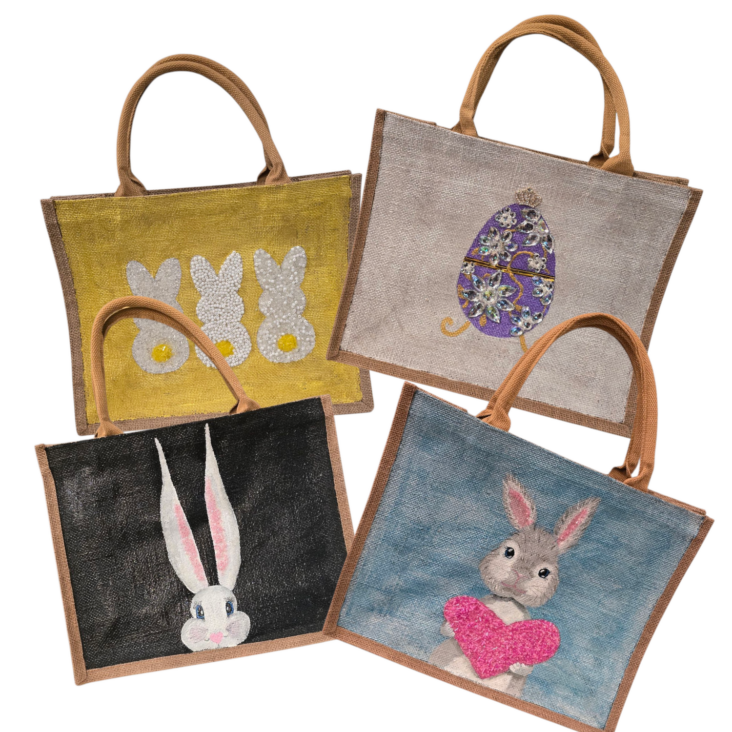 Collection image of a hand-painted Easter tote bag, from Dana's Uncommon Glass