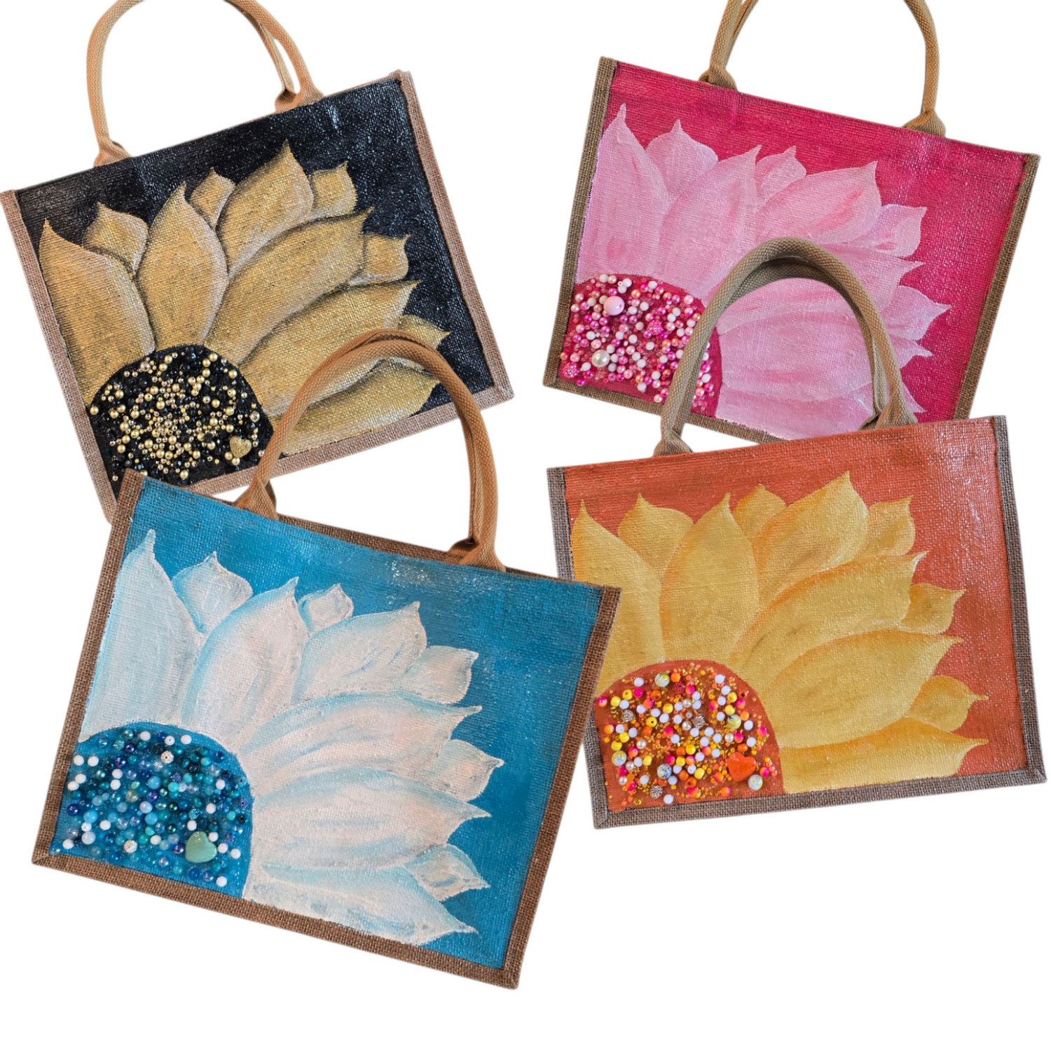 Collection image of a hand-painted tote bag with floral design, from Dana's Uncommon Glass