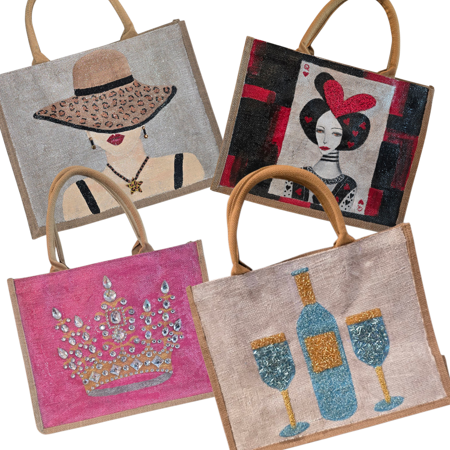 Collection image of a unique hand-painted tote bag from Dana's Uncommon Glass