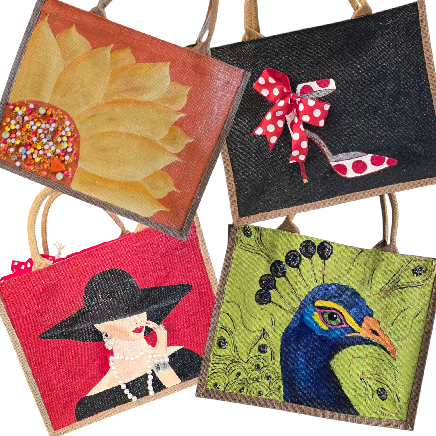 Collection image of a featured hand-painted tote bag, from Dana's Uncommon Glass