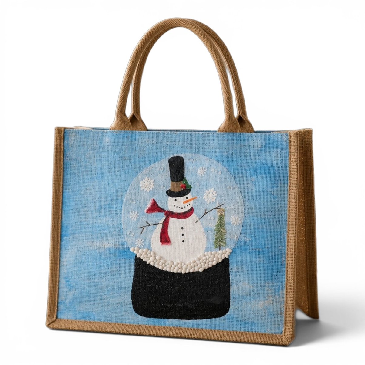 Hand-Painted Snow Globe Tote Bag