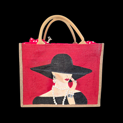 Elegant Lady in Black Tote Bag