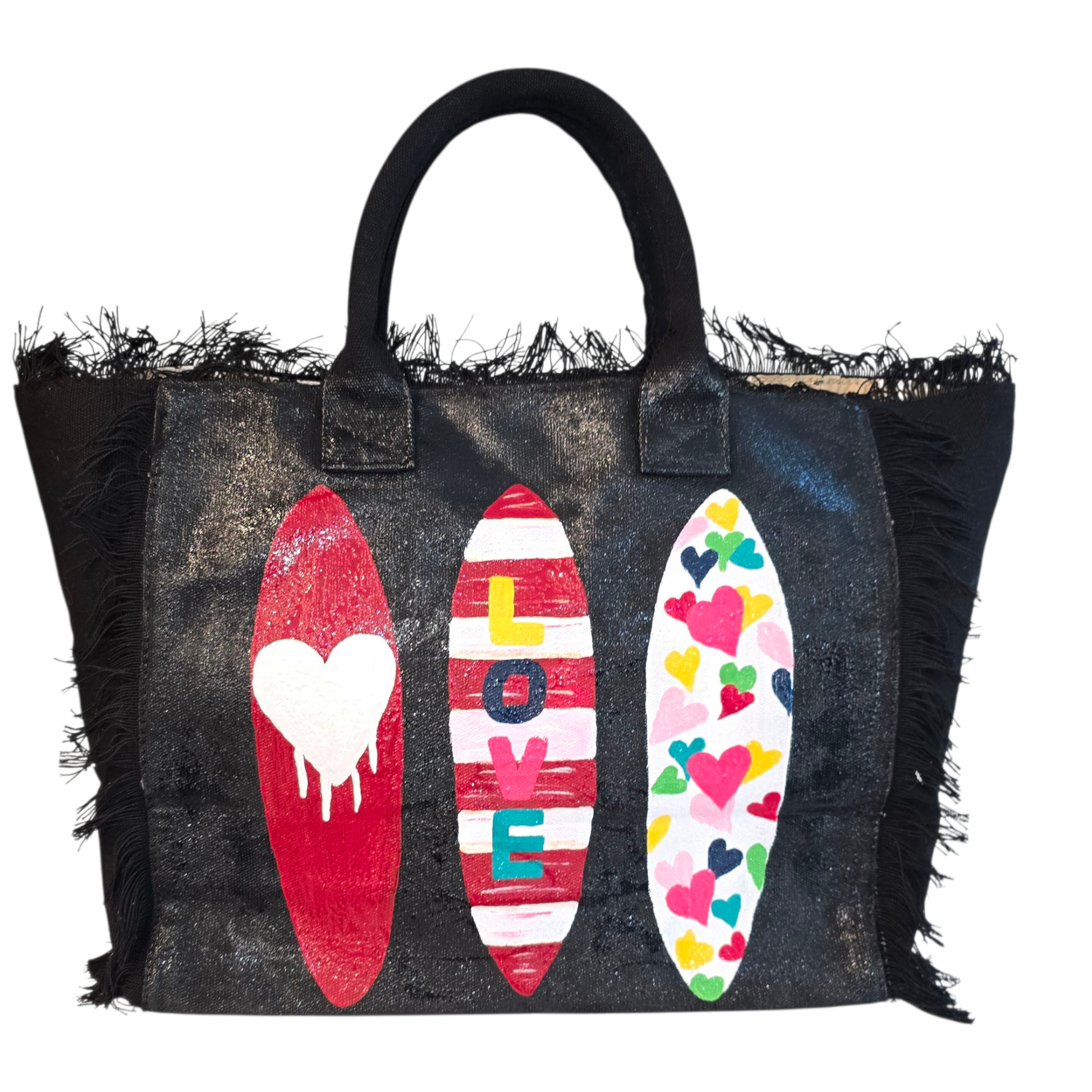 Surfs Up LOVE Fringed Tote Bag