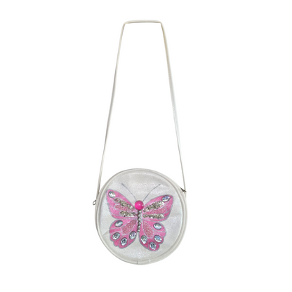butterfly crossbody bag, pink butterfly purse, white crossbody bag, hand painted canvas crossbody