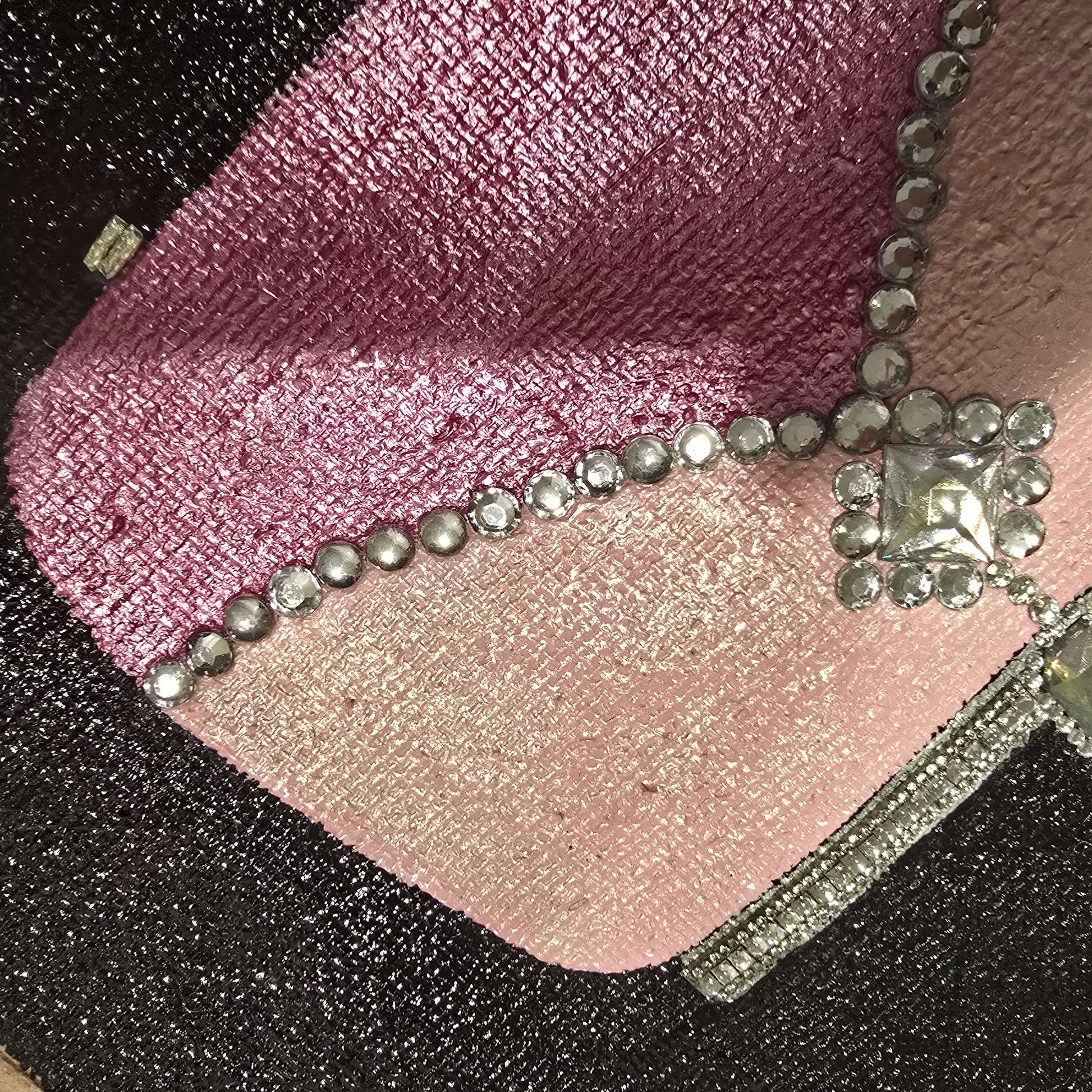 Pink jeweled purse design hand-painted on black jute tote bag