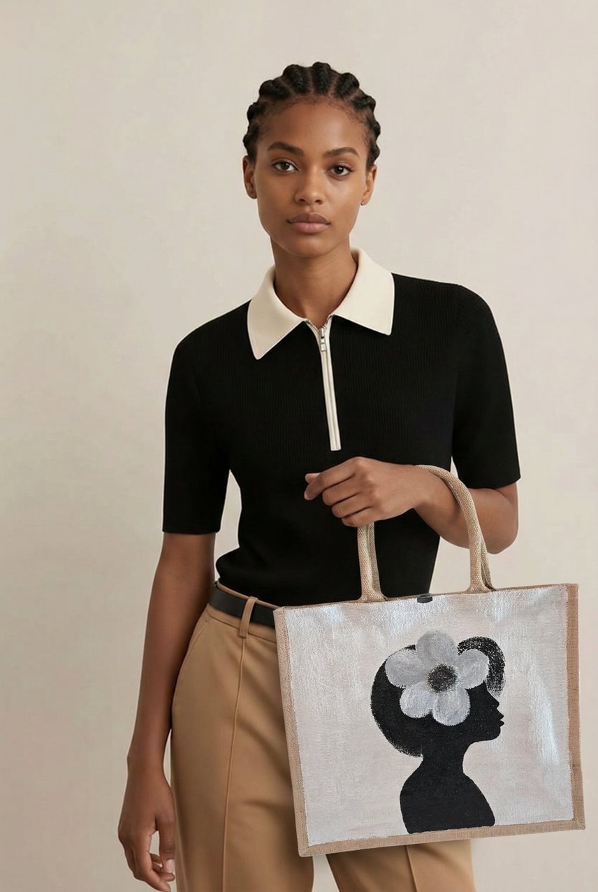 Magnolia Muse hand painted tote bag by Danas Uncommon Glass