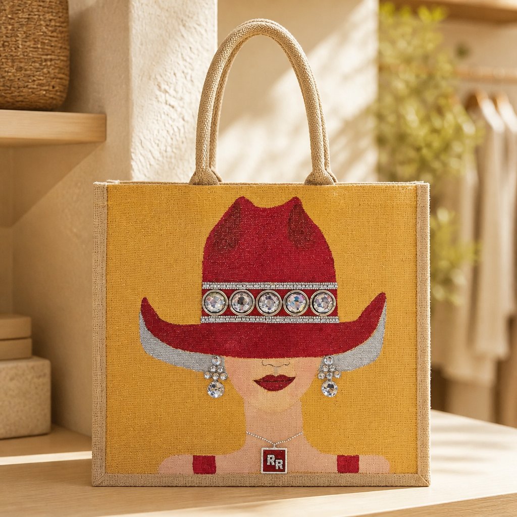 Hand-Painted Cardinal Gem Tote Bag