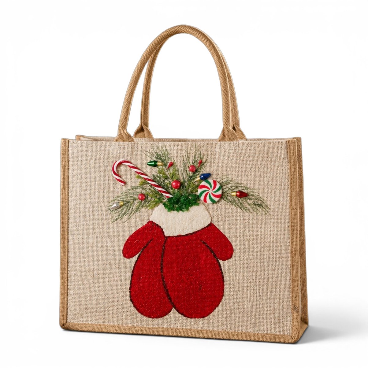 Hand-Painted Christmas Mittens Tote Bag
