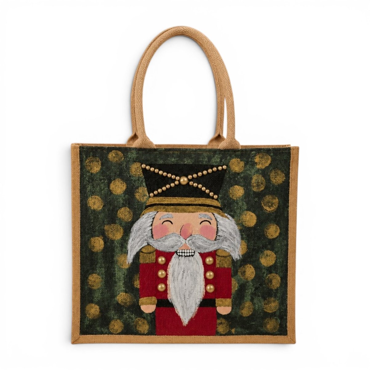 Hand-Painted Smiling Nutcracker Tote Bag