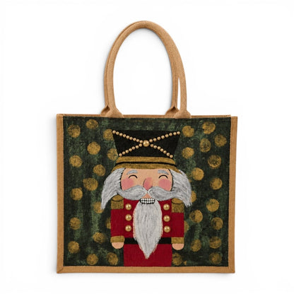Hand-Painted Smiling Nutcracker Tote Bag