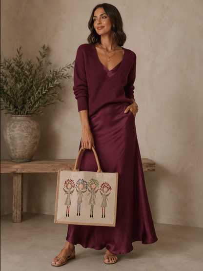 Hand-Painted Whimsical Angels Tote Bag