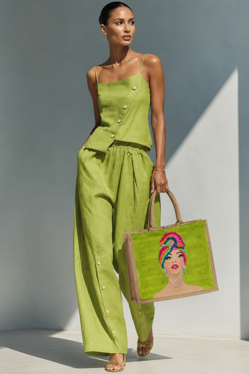 Hand-Painted Beaded and Jeweled Vivid Muse Tote Bag