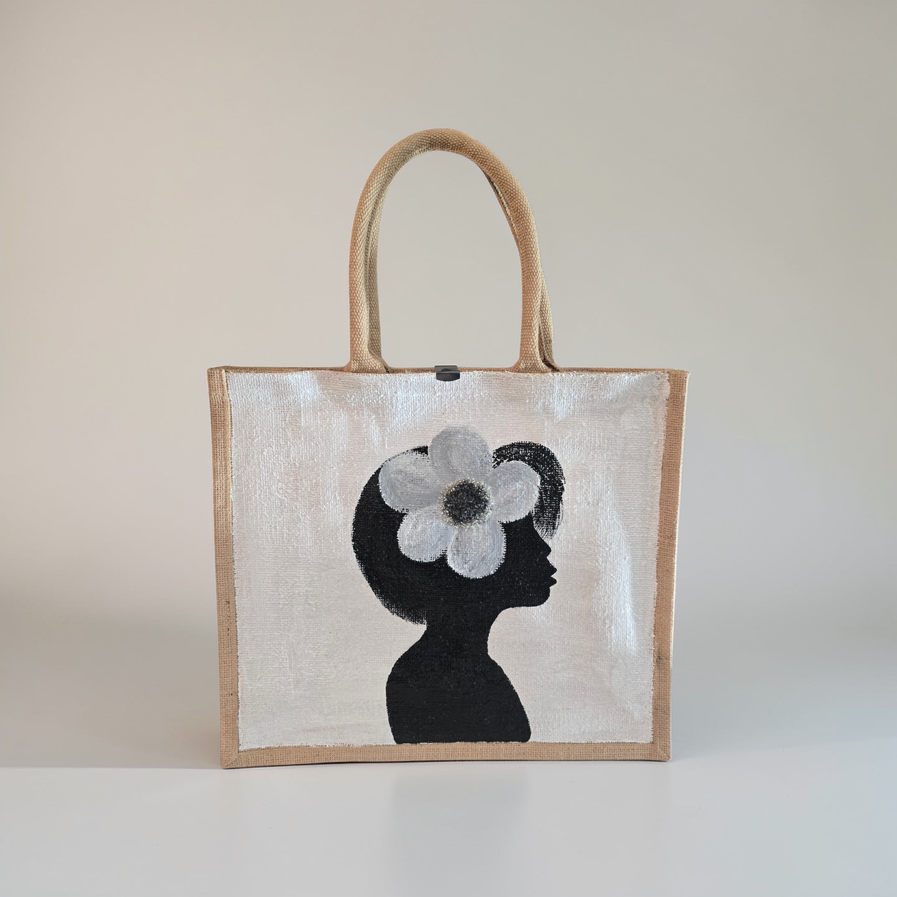 Magnolia Muse hand painted tote bag by Danas Uncommon Glass