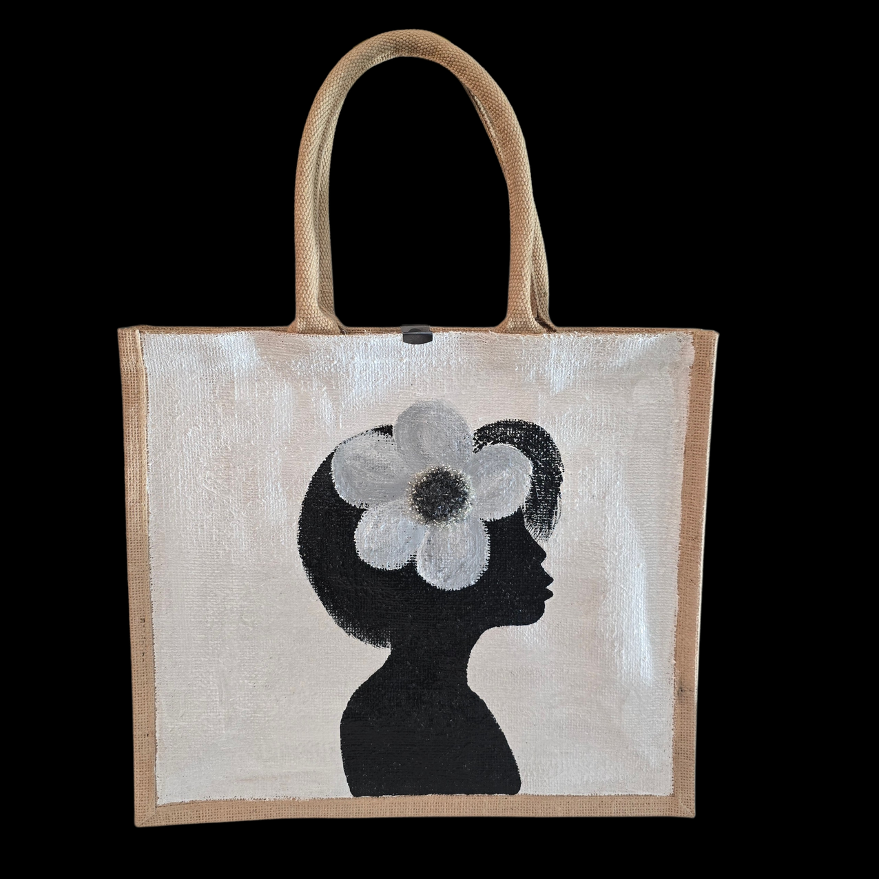 Magnolia Muse hand painted tote bag by Danas Uncommon Glass