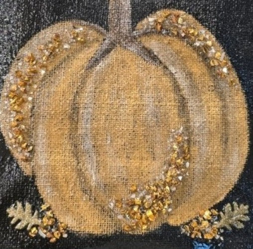 Hand-Painted Gold Pumpkin Tote Bag