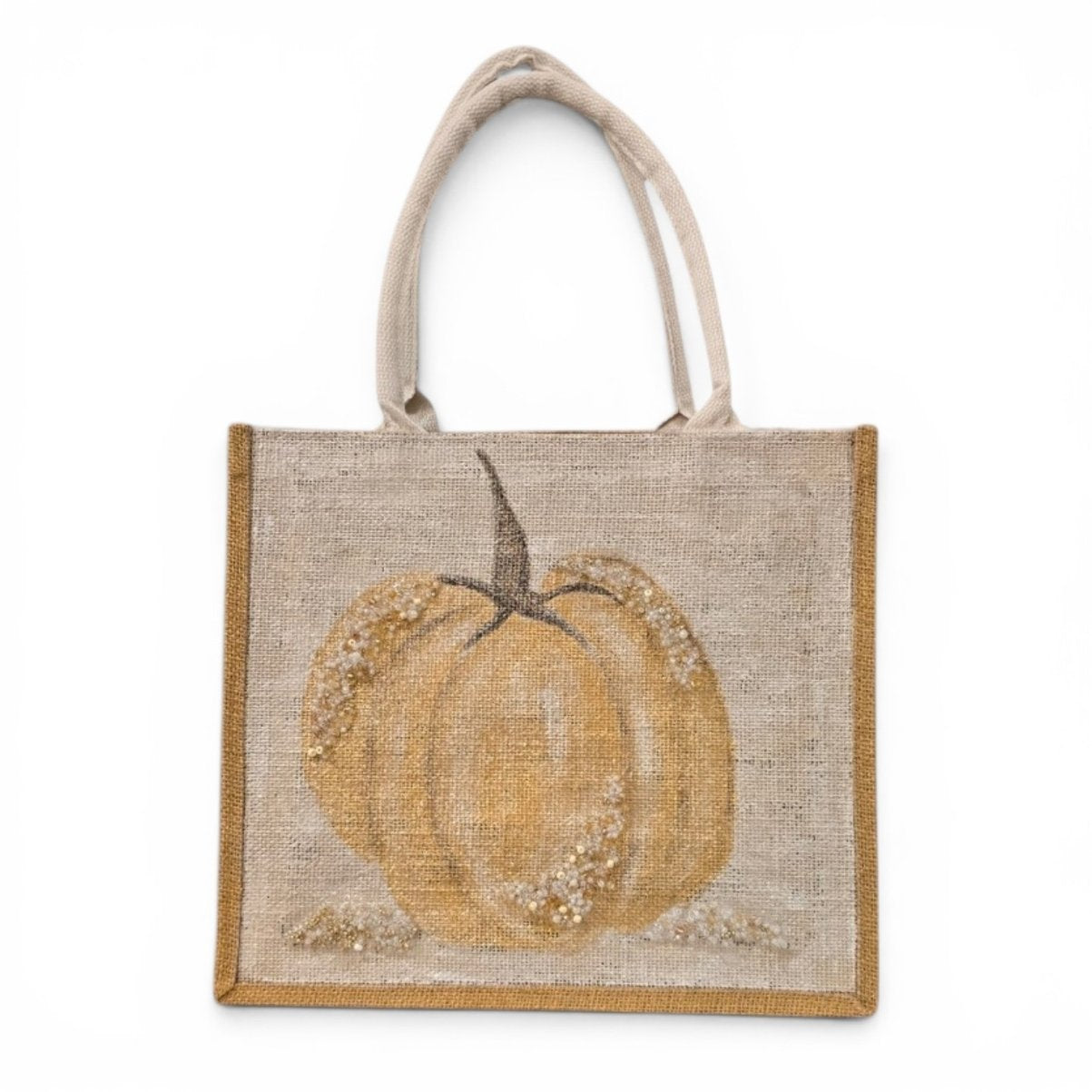 Hand-Painted Gold Pumpkin Tote Bag