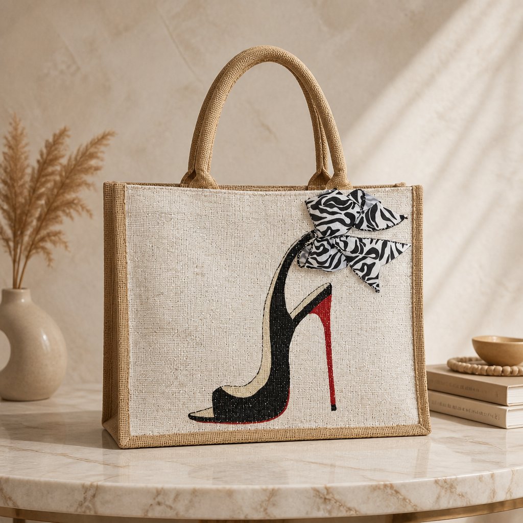 Hand-Painted Zebra Bow Stiletto Tote