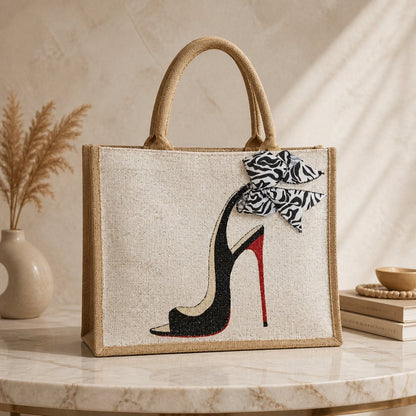 Hand-Painted Zebra Bow Stiletto Tote