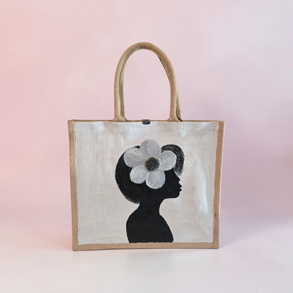 Magnolia Muse hand painted tote bag by Danas Uncommon Glass