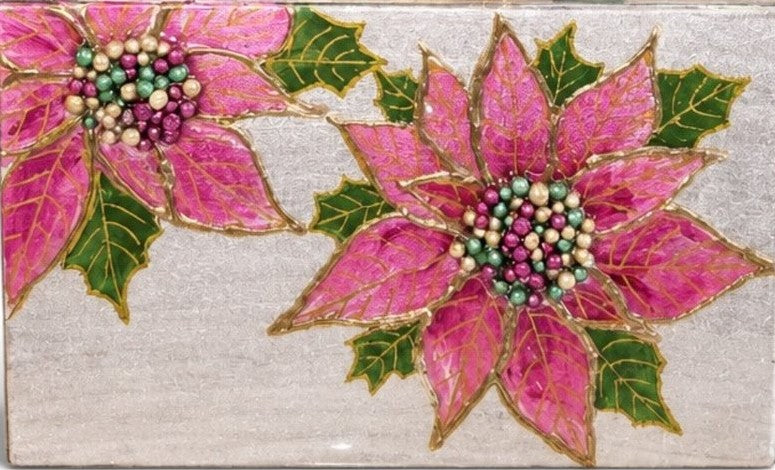 Poinsettia Bloom Hand-Painted Purse