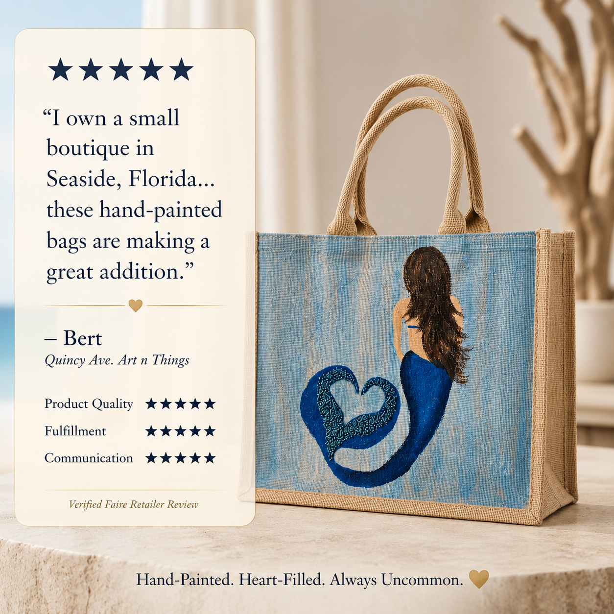 Hand-Painted Sea Turtle Tote Bag