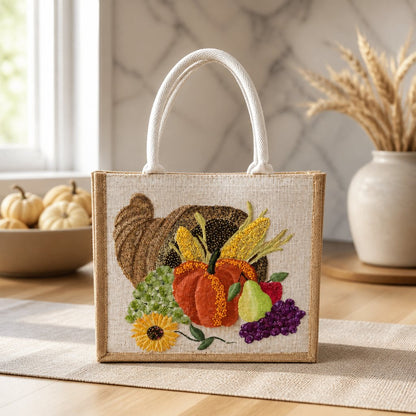 Hand-Painted Cornucopia Tote Bag