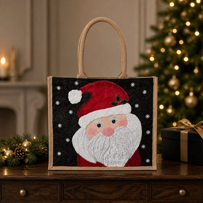 Hand-Painted Classic Santa Tote Bag