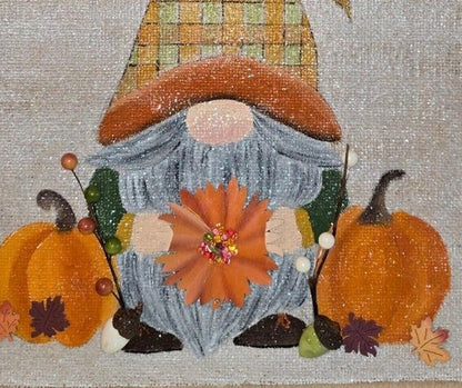 Hand-Painted Fall Gnome Tote Bag