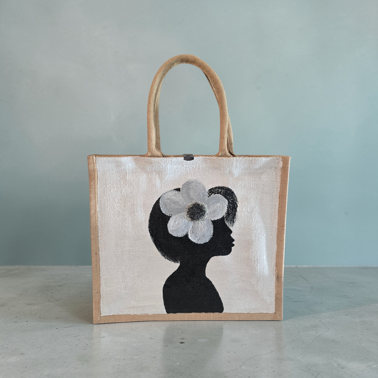 Magnolia Muse hand painted tote bag by Danas Uncommon Glass