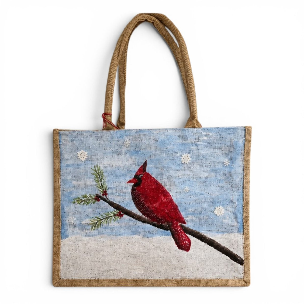 Hand-Painted Winter Cardinal Tote Bag