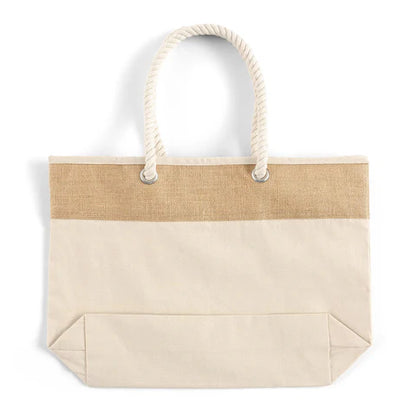 Hand-painted rope handle tote bag featuring a bright pink sunflower with bead embellishments.