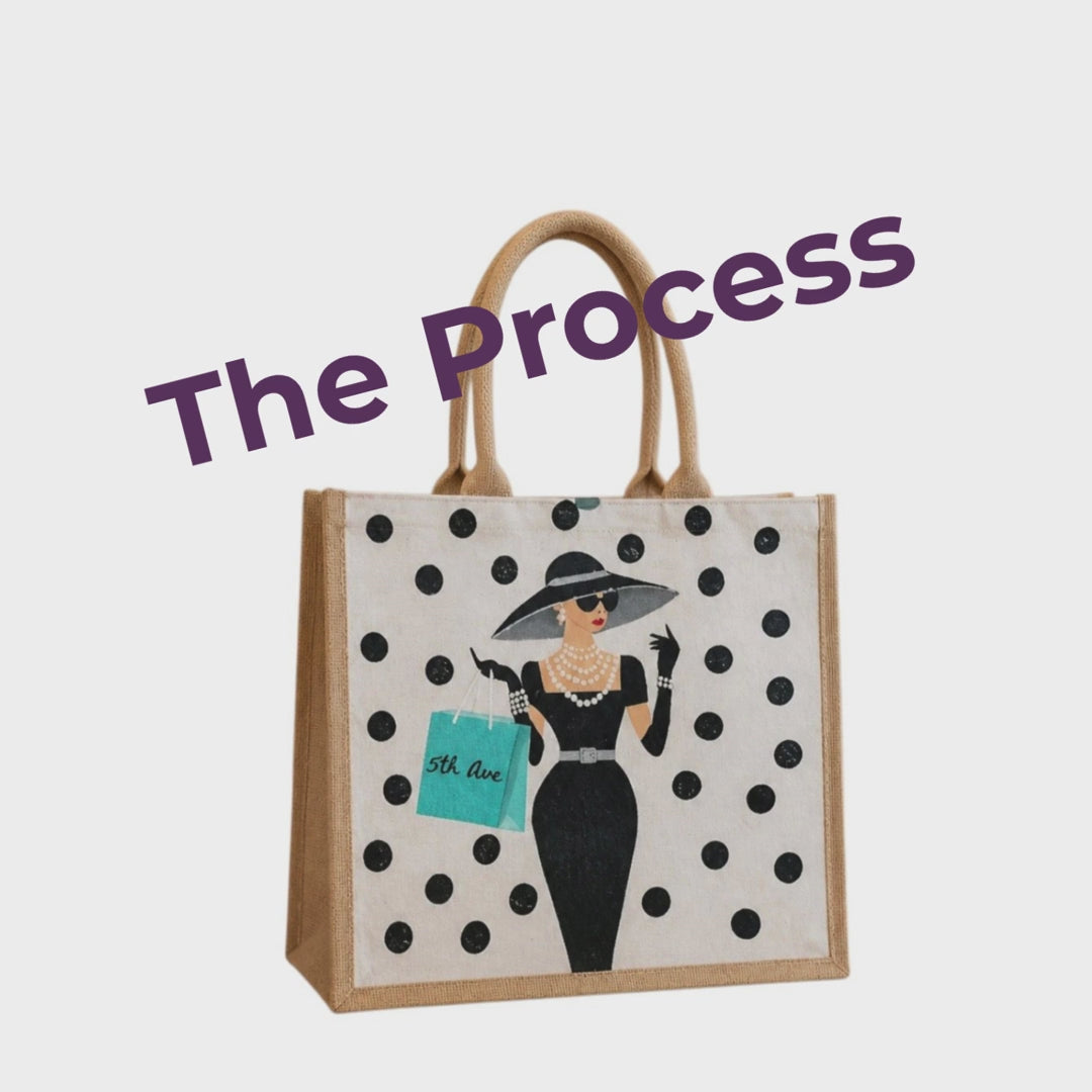 Jute tote bag process video by Dana's Uncommon Glass