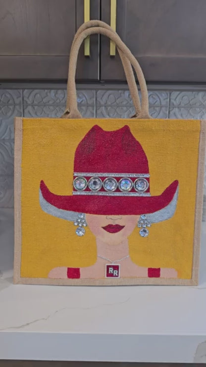 Hand-Painted Cardinal Gem Tote Bag