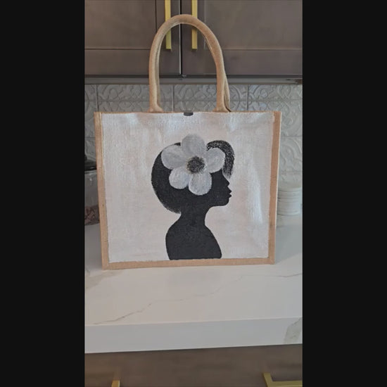 Magnolia Muse hand painted tote bag by Danas Uncommon Glass