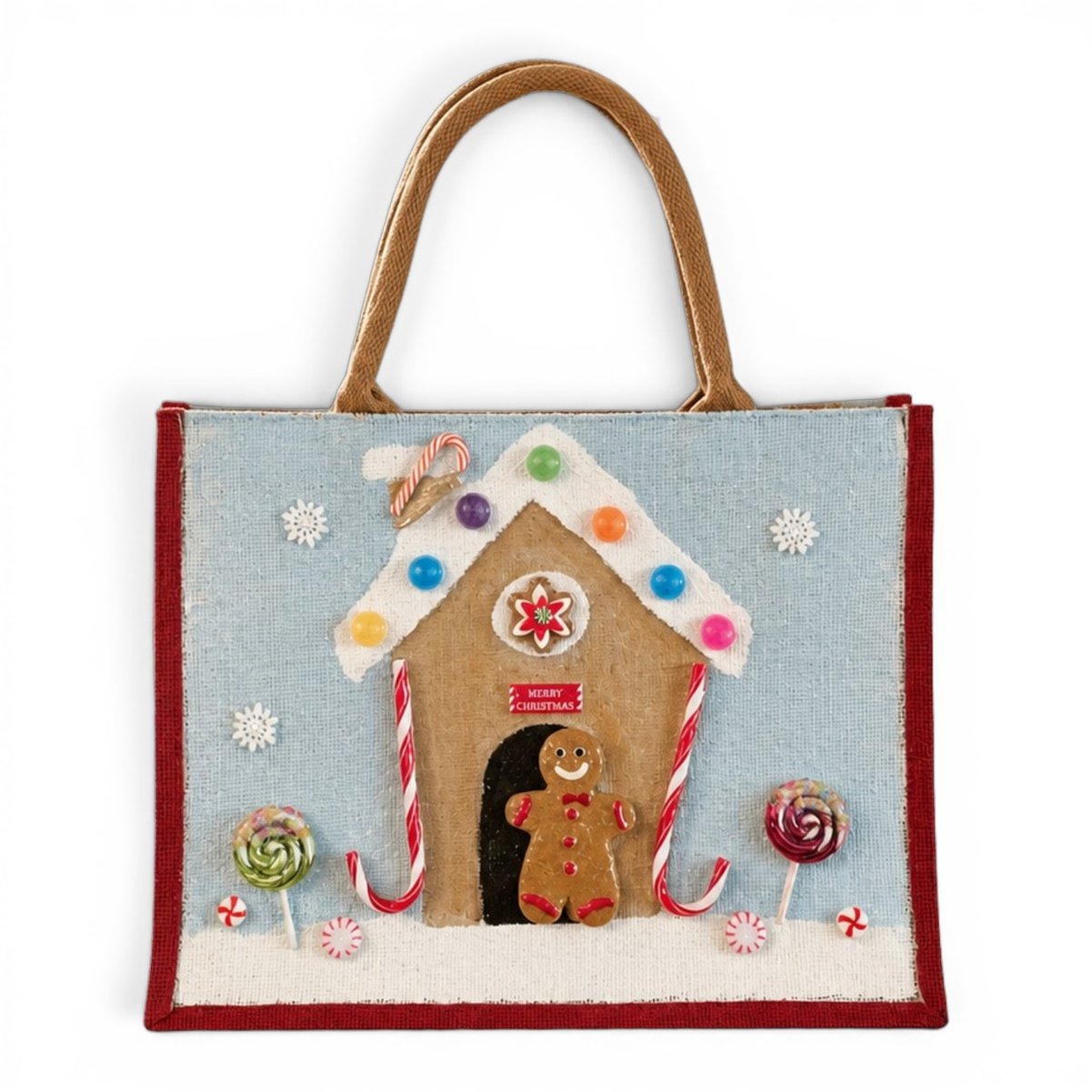 Hand-Painted Gingerbread House Tote Bag