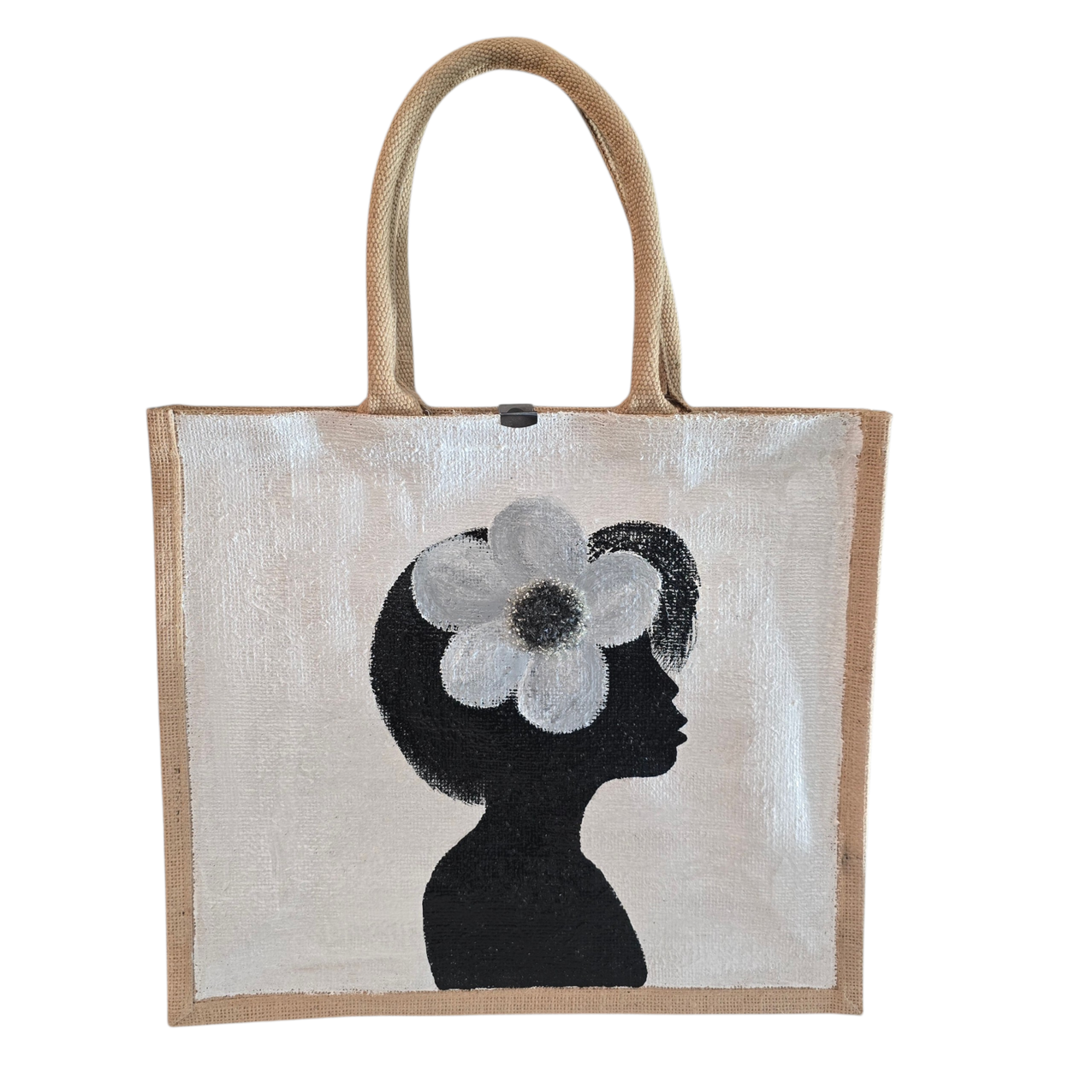 Magnolia Muse hand painted tote bag by Danas Uncommon Glass