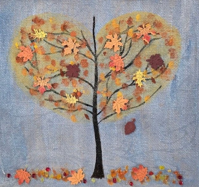 Hand-Painted Falling Leaves Tote Bag